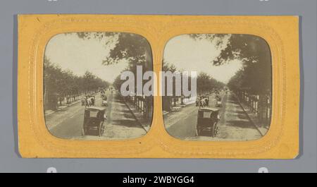 Avenue du Bois de Boulogne in Parjs, Anonym, 1855 - 1875 Gewebestereograph Paris fotografische Unterstützung. Papier. Pappalbumendruck / perforierendes vierrädriges Fahrzeug, das von einem Tier gezogen wird. avenue, Boulevard, Promenade, Esplanade Avenue du Bois de Boulogne Stockfoto