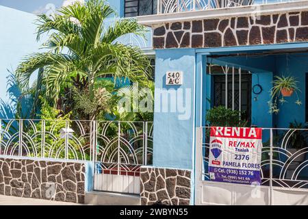 Merida Mexico, Centro Historico Central Historico Central Historico, blau restaurierte Häuser Residences Architekturschutz, Immobilien Stockfoto