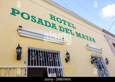 Merida Mexico, Centro Historico Central Historico Central Historico, Calle 66, Hotel Posada del Mayab, Außenansicht, Haupteingang des Gebäudes, Hotel Lodging inn Mo Stockfoto