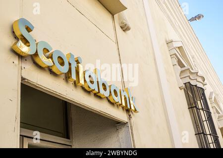 Merida Mexico, zentrales historisches Zentrum, Scotiabank Bank außen, Gebäudeeingang, Schild Stockfoto