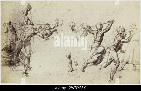 Fotoproduktion einer Zeichnung von Rafaël, Atelier für den Kindermord an Bethlehem, Charles Thurston Thompson, nach Rafaël, um 1852 - in oder vor 1857 Foto Windsor Castle Papieralbumen drucken das Massaker an den Unschuldigen Stockfoto