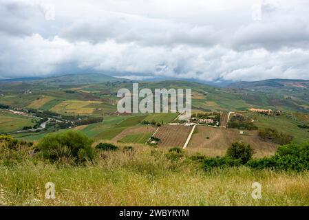 Landwirtschaftliche Felder in der Region Trapani - Sizilien - Italien Stockfoto