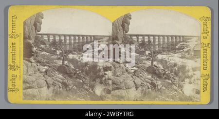 Dale Creek Crossing in der Nähe von Sherman, Wyoming, George W. Thorne, 1876 - 1880 Stereograph aus Wyoming Karton. Papieralbumen-Druckbrücke Wyoming Stockfoto