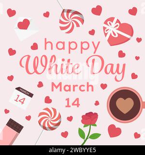 Flacher Stil Vektor Happy White Day Illustration Design Stock Vektor