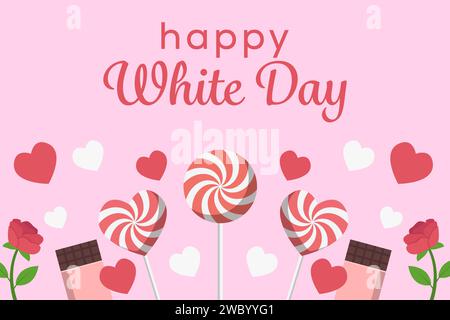 Flaches, happy White Day Hintergrund Illustrationsdesign Stock Vektor