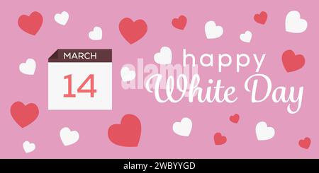 Happy White Day horizontale Banner-Illustration in flachem Design Stock Vektor