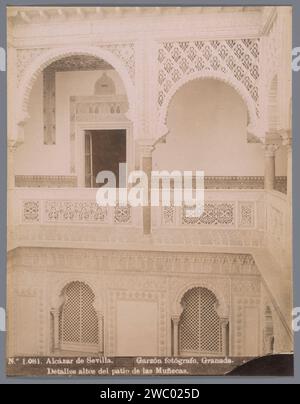 Patio de las Muñecas im Königlichen Palast von Sevilla, Rafael Garzón, 1890 - 1930 Foto Sevilla baryta Papier Innenhof des Palastes oder 'Hôtel' Reales Alcázares Stockfoto