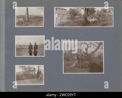 Picknick in einem Obstgarten in Frankreich, Anonym, 1902 Foto Teil des Fotoalbums einer Armee-Übung in Südwestfrankreich im Jahr 1902. Frankreich Papier. Fotografische Unterstützung beim Essen und Trinken. orchard Frankreich Stockfoto