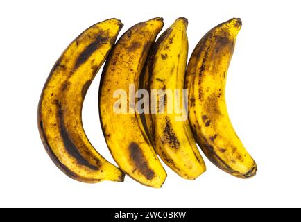 Verfaulte Banane auf weißem Hintergrund isoliert, Beschneidungspfad Stockfoto