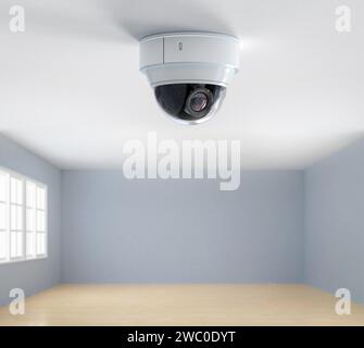3D Rendering-Überwachungskamera oder cctv-Kamera für die Hausüberwachung Stockfoto