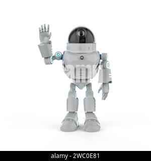 3D Rendering niedlich und kleine künstliche Intelligenz Assistant Roboter mit Cartoon-Charakter Stockfoto