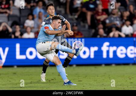 Sydney, Australien, 12. Januar 2024. Alessandro Lopane aus Melbourne City kontrolliert den Ball während des A-League-Fußballspiels zwischen Melbourne City FC und Western Sydney Wanderers FC im CommBank Stadium am 12. Januar 2024 in Sydney. Quelle: Damian Briggs/Speed Media/Alamy Live News Stockfoto