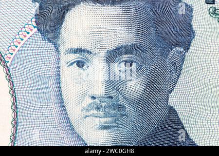 Hideyo Noguchi ein Nahaufnahme-Porträt aus japanischem Geld - Yen Stockfoto