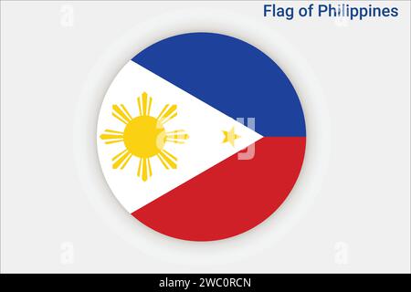 Detaillierte Flagge der Philippinen. Nationale Flagge der Philippinen. Asien. 3D-Abbildung. Stock Vektor