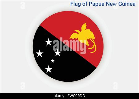 Hohe detaillierte Flagge von Papua-Neuguinea. Nationale Flagge Papua-Neuguineas. Ozeanien. 3D-Abbildung. Stock Vektor