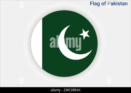 Hochdetaillierte Flagge Pakistans. Nationale pakistanische Flagge. Asien. 3D-Abbildung. Stock Vektor