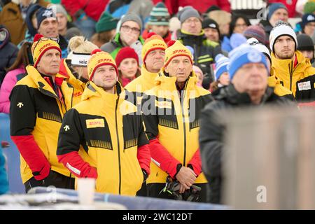 Innsbruck, Österreich 13.- 14. Januar 2024: Eberspächer Rennrodel Weltcup - 2023/2024 - 13.01.2024 Im Bild: Deutscher Betreuer Stockfoto