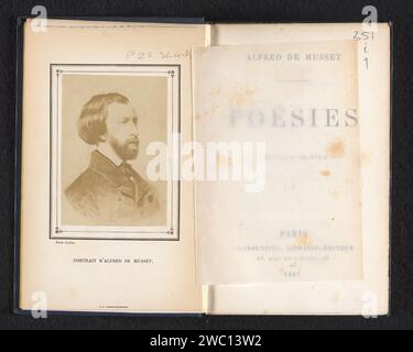 Fotoproduktion eines gemalten Porträts des Dichters Alfred de Musset, Collin, After Unknown, um 1855 - in oder vor 1867 Fotoalbumen drucken historische Personen. Erwachsener Mann. Schriftsteller, Dichter, Autor Stockfoto