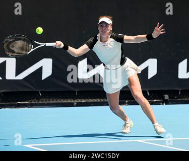 Melbourne, Australien, 13. Januar 2024. Die Tennisspielerin Ella Seidel aus Deutschland ist der Hauptautor der Australian Open Tennis Grand Slam im Melbourne Park. Foto: Frank Molter/Alamy Live News Stockfoto