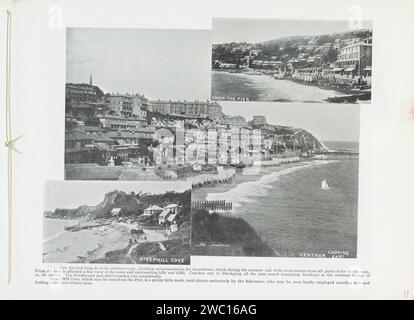 Ventnor en Steephill Cove, in oder nach 1897 - ca. 1930 Foto Seite 17 mit 3 Fotos vom Strand und den Klippen von Ventnor und Steephill Cove und einer Bildunterschrift. Teil des fotografischen Reiseberichts der Insel Wight. Isle of Wight Papierdruck Reisen; Tourismus. Strand (als Erholungsort). Küstenklippe oder Felseninsel Wight. Ventnor Stockfoto