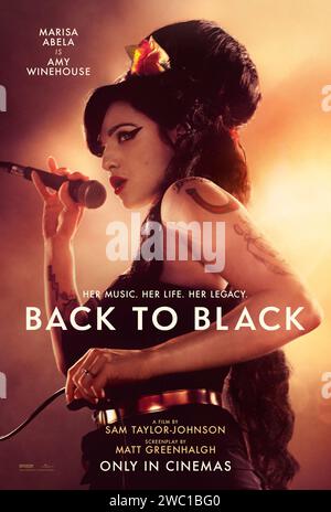 Back to Black (2024) von Sam Taylor-Johnson mit Marisa Abela, Lesley Manville, Jack O’Connell und Eddie Marsan. Biopic, das das Leben und die Musik von Amy Winehouse beschreibt, durch die Reise der Adoleszenz bis zum Erwachsenenalter und die Schaffung eines der meistverkauften Alben unserer Zeit. US-Poster mit einem Blatt ***NUR FÜR REDAKTIONELLE ZWECKE***. Hinweis: BFA/FOCUS-Funktionen Stockfoto