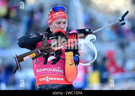 Ruhpolding, Deutschland. Januar 2024. Biathlon: World Cup, Sprint 10 km, Männer. Benedikt Puppe aus Deutschland in Aktion. Quelle: Sven Hoppe/dpa/Alamy Live News Stockfoto