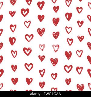 Nahtloses Doodle-Herzmuster. Hintergrund zum Valentinstag. Vektor Hand gezeichnete romantische Ornament Stock Vektor