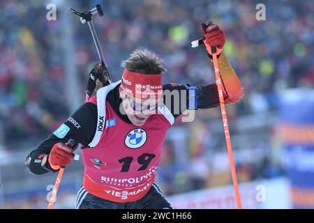 Ruhpolding, Deutschland. Januar 2024. Biathlon: World Cup, Sprint 10 km, Männer. Benedikt Puppe aus Deutschland in Aktion. Quelle: Sven Hoppe/dpa/Alamy Live News Stockfoto