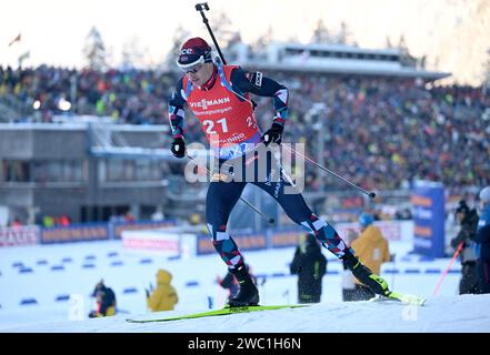 Ruhpolding, Deutschland. Januar 2024. Biathlon: World Cup, Sprint 10 km, Männer. Tarjei Boe aus Norwegen in Aktion. Quelle: Sven Hoppe/dpa/Alamy Live News Stockfoto