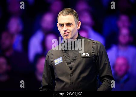 LONDON, VEREINIGTES KÖNIGREICH. Januar 2024. Ronnie O’Sullivan und Shaun Murphy im Halbfinale 2024 während der MrQ Masters im Alexandra Palace am Samstag, den 13. Januar 2024 in LONDON ENGLAND. Quelle: Taka G Wu/Alamy Live News Stockfoto