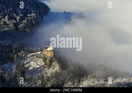 Schweiz, Zullwil, Zullwil SO, Solothurn, Gilgenberg, Gilgenberg Ruinen, Schwarzbubenland, Nunningen, Nunningen SO, Meltingen Stockfoto