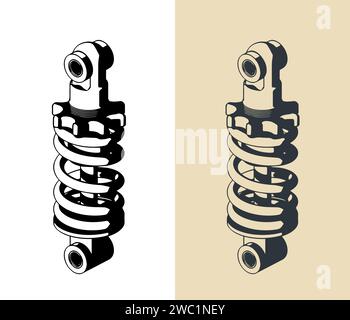 Stilisierte Vektorabbildungen eines Mountainbike-Stoßdämpfers Stock Vektor