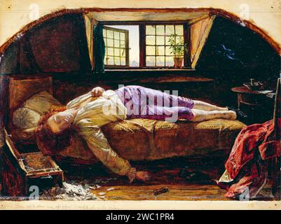 Henry Wallis, der Tod von Chatterton (Thomas Chatterton, 1752–1770), englischer Dichter, Gemälde in Öl auf Platte, um 1856 Stockfoto