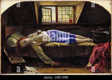 Henry Wallis, Chatterton (Tod von Thomas Chatterton, 1752–1770, englischer Dichter), Ölgemälde auf Leinwand, 1856 Stockfoto