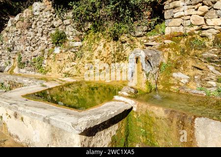 fuente de Sercué , término municipal de Fanlo, Sobrarbe, Huesca, Aragón, cordillera de los Pirineos, Spanien Stockfoto