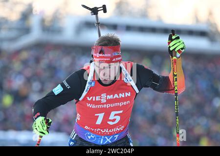 Ruhpolding, Deutschland. Januar 2024. Biathlon: World Cup, Sprint 10 km, Männer. Johannes Kuehn aus Deutschland in Aktion. Quelle: Sven Hoppe/dpa/Alamy Live News Stockfoto