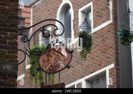 Vintage Iron Guild Schild auf der Belgischen Straße Stockfoto