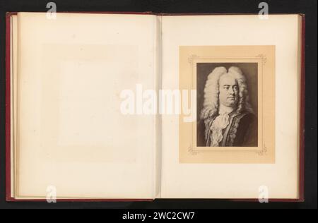 Fotoproduktion eines gemalten Porträts von Georg Friedrich Händel von Carl Jaeger, anonym, nach Carl Jaeger, in oder nach 1870 - in oder vor 1872 Fotografie Papieralbumen Druckbild, Malerei. Porträt des Komponisten Stockfoto