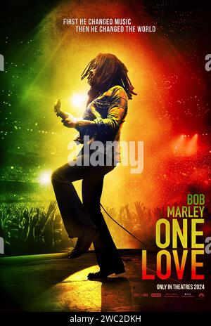 Bob Marley: One Love (2024) von Reinaldo Marcus Green mit Kingsley Ben-Adir, James Norton und Lashana Lynch. Ein Blick auf das Leben des legendären Reggae-Musikers Bob Marley. US-Poster mit einem Blatt ***NUR FÜR REDAKTIONELLE ZWECKE***. Quelle: BFA / Paramount Pictures Stockfoto