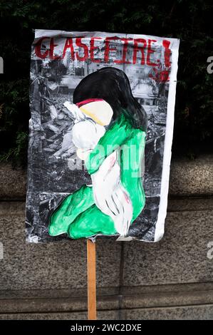 Januar 2024. Hunderttausende Demonstranten versammeln sich bei Bank in London als Teil einer globalen Demonstration zur Unterstützung von Palest Stockfoto