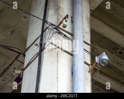 CCTV-Kameras auf der Brückenstütze Stockfoto