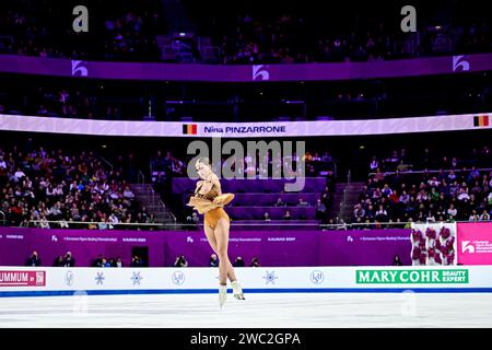 Nina PINZARRONE (BEL), während des Free Skating der Frauen, bei der ISU Europameisterschaft 2024, in der Algiris Arena, am 13. Januar 2024 in Kaunas, Litauen. Quelle: Raniero Corbelletti/AFLO/Alamy Live News Stockfoto