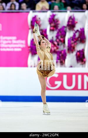 Nina PINZARRONE (BEL), während des Free Skating der Frauen, bei der ISU Europameisterschaft 2024, in der Algiris Arena, am 13. Januar 2024 in Kaunas, Litauen. Quelle: Raniero Corbelletti/AFLO/Alamy Live News Stockfoto