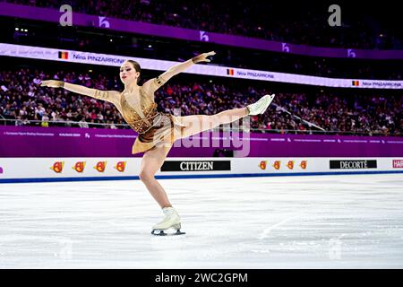 Nina PINZARRONE (BEL), während des Free Skating der Frauen, bei der ISU Europameisterschaft 2024, in der Algiris Arena, am 13. Januar 2024 in Kaunas, Litauen. Quelle: Raniero Corbelletti/AFLO/Alamy Live News Stockfoto