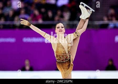 Nina PINZARRONE (BEL), während des Free Skating der Frauen, bei der ISU Europameisterschaft 2024, in der Algiris Arena, am 13. Januar 2024 in Kaunas, Litauen. Quelle: Raniero Corbelletti/AFLO/Alamy Live News Stockfoto