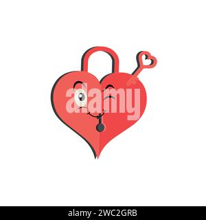 Die lustige Figur des Herzens hat eine andere Pose. Rote Herzfigur mit lustigem Gesicht. Fröhliches süßes Herz-Emoji-Set. Liebe Vektor-Illustration Stock Vektor