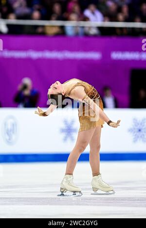 Nina PINZARRONE (BEL), während des Free Skating der Frauen, bei der ISU Europameisterschaft 2024, in der Algiris Arena, am 13. Januar 2024 in Kaunas, Litauen. Quelle: Raniero Corbelletti/AFLO/Alamy Live News Stockfoto