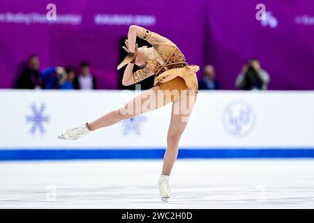 Nina PINZARRONE (BEL), während des Free Skating der Frauen, bei der ISU Europameisterschaft 2024, in der Algiris Arena, am 13. Januar 2024 in Kaunas, Litauen. Quelle: Raniero Corbelletti/AFLO/Alamy Live News Stockfoto