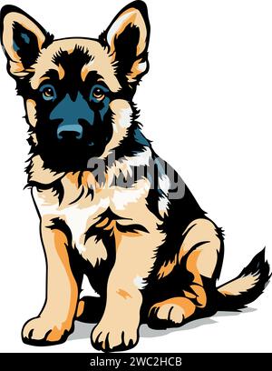 Hübsche und schöne deutsche Schäferhund Vektorkunst Stock Vektor