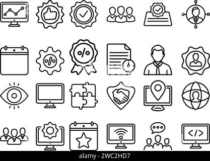 Vektorsatz für Finanz-, Start- und ethernet-Leitungssymbole Stock Vektor